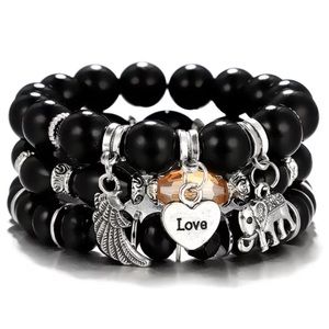 Bohemian black 3 piece bracelet set